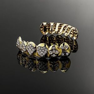 Грильц, зубные грильки18K Золотые золото, покрытые золотом, гриль гриль, мужчины, женщины, заморозившие хип -хоп, покер, а также нижний лицевой гриль, подходящие для рэпера зубов