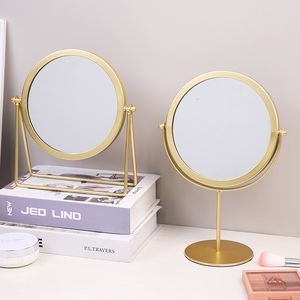 Molduras nórdicas ferro forjado espelho de maquiagem de mesa decoração de casa moderna penteadeira espelhos para quarto de mão 230701