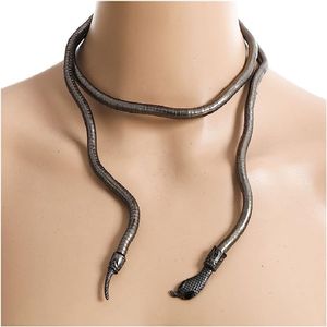 Hänghalsband krökta punk Snake Halsband krage justerbar ormarmband elastisk wrap krage multifunktionell medusa holl mellan kvinnors smycken, zink,