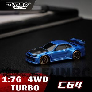 ElectricRC Car 1 76 Turbo Racing RC CAR C64 Drift Med Gyro R Full proportionell fjärrkontroll Leksaker RTR Kit för barn och vuxna 230630