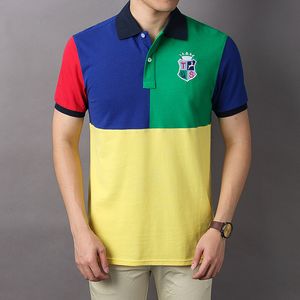 100% хлопок, рубашка-поло контрастного цвета с вышивкой, мужская футболка с коротким рукавом, персонализированная трендовая контрастная цветная рубашка, новый стиль, внешняя торговля