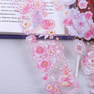 Anteckningar The Aroma of Pink Floral Washi Pet Tape för kort som gör dekoration DIY Scrapbooking Plan Stickers 230701