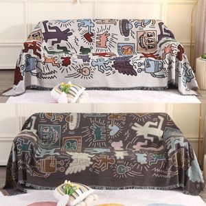 Chair Covers American Graffiti Blanket Master Sofa Cover Twosided Living Room Towel High Quality Full Fabric Backrest Ins Decor 230701