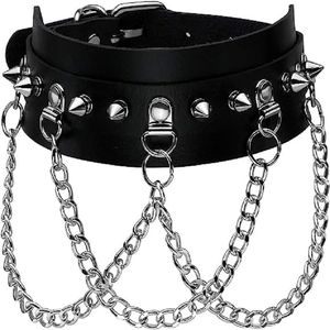 Ny stil cool punk gotisk krage för kvinnor och män svart pu läder vingate halsband justerbar