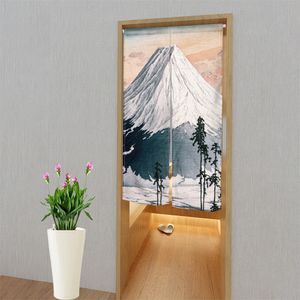 Voilages Japonais Demi Rideau Porte Mont Fuji Fleurs De Cerisier Porte Sun River Lin Rideaux Restaurant Décor Suspendu 230701