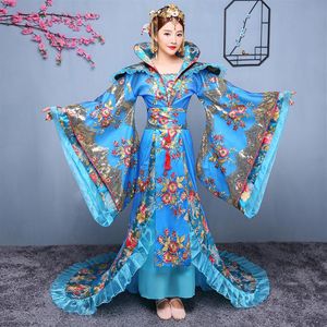 Chińska bajka kostium Tang Dynastia Starożytna Hanfu Folk Dance Ubrania Talling Royal Luxury Princess Dress Film Performance S314D