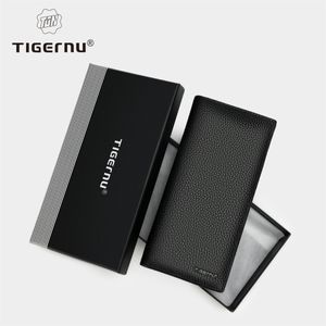 Lifetime Garanti Luxury Men's Wallet 100% äkta läder Män plånbok Långa manliga smala läder Men Purse Card Holder Walet Pocket