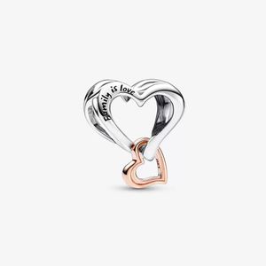 925 sterling silver openwork bicolore cuore infinito charm fit originale europeo charms braccialetto moda accessori gioielli da sposa