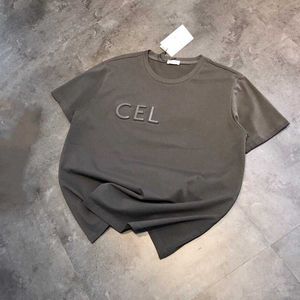 TメンレディースシャツカジュアルTシャツレタープリントトップ半袖シャツChaopai Summer Cel Embossed Steel Printed Women'sTシャツJimoルーズコットンソリッドで作られた