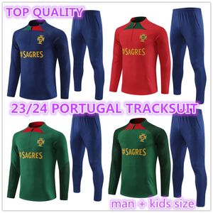 2023 2024 Portogallo tuta per bambini JOAO FELIX tuta da allenamento pullover da calcio RUBEN NEVES BRUNO RONALDO FERNANDES Portugieser 23 24 uomo Set tute per adulti portoghesi