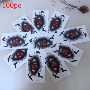 Tymczasowe tatuaże 100pcs kreskówka hurtowe Temporary Tattoos Naklejki mężczyźni kobiety anime oczy sztuka sztuka tatuaż flower ramię wodoodporne fajne tatuaż 230701