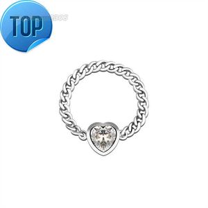 Wholesale 925 Sterling Silver chain Ring Heart Cubic Zirconia Rings For Woman