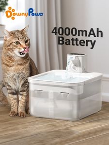 Cat Bowls Feeders DownyPaws 25L Wireless Water Fountain Battery Operated Automatic Pet Drinker With Motion Sensor Dog Dispenser 230701