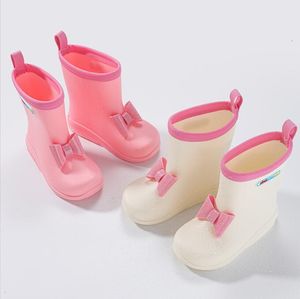 Boots Kids Girl Bowknot Waterproof boots Soft Non Slip Boys Rain boots Wearable Cute Children's Water Shoes 230701