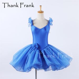 Solides blaues Ballett-Tutu-Kleid für Mädchen und Frauen mit Rüschenärmeln, Ballerina-Kostüm, Kind, Tanzkleider für Erwachsene, elegant, Rave, Bühnenkleidung, C631284G