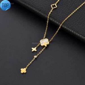 Classic Design Gold Clover Lock Pendant Necklace Jewelry for Women Gift