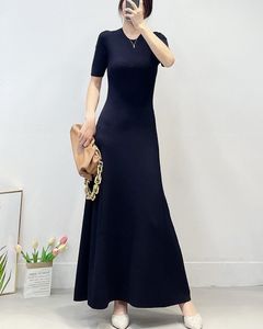 Basic & Casual Dresse New Maje Sexy Diamond Back Hollow Round Neck Short Sleeve Long Knit Dress