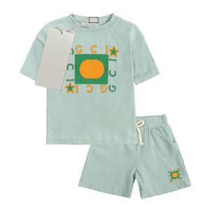 Fashion Brand LOGO Print Sets Kids Clothes Girls Outfits Summer Boys Clothing 100% Cotton Shorts Sleeve Tops Children Tracksuit