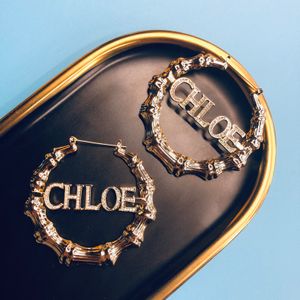 Dangle Chandelier Personality Hiphop Bling Earrings Hoop Round Earring With Diamond Big Plated Bamboo Name Custom Earrings Sexy Exaggerated 230701