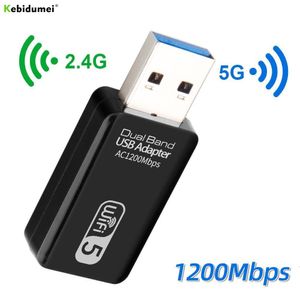 Network Adapters 1200 Mbps 5GHz WiFi USB WiFi Adapter USB 3.0 Wi-Fi Adapter Ethernet Wi Fi Antenna Dual Band 2.4G 5G WiFi-modul för PC Laptop 230701