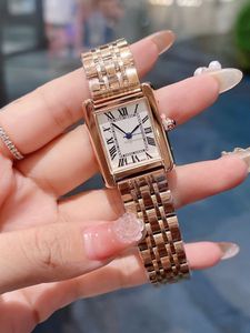 2023 Relógio de luxo Relógio feminino Relógios de tanque quadrado Relógios de diamante de designer Relógios de quartzo premium Tamanho do movimento 27X27 Pulseira de aço inoxidável Vidro de safira à prova d'água
