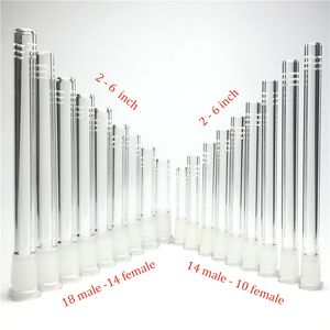 Bongue do gongo de vidro Inserir com 2 polegadas a 6 polegadas de 14 mm a 10 mm de fêmea de 18 mm a 14 mm Feminino Difusor Down Tem fumando acessórios DIY