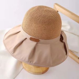 Big Brim Crochet Fisherman Cap Kvinnor Summer Ficble Breating Sunscreen Sun Chapeau Outdoor Beach Travel Party Bucket Hat