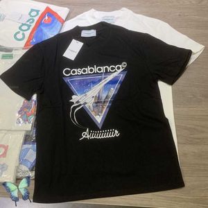 Erkek T-Shirt Erkek Kadın CASABLANCA T-Shirt Şehir Uçak Üçgen Baskı T Shirt 3XLYaz Kısa Kollu Casablanca