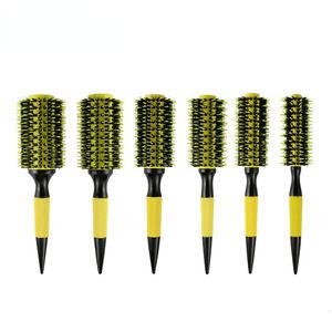 Hair Brushes 16PCS Wooden Round Hair Comb Brush with Wild Boar Bristles Mixed Nylon Styling Tool Ceramic Ionic Hairbrush Professional 230701