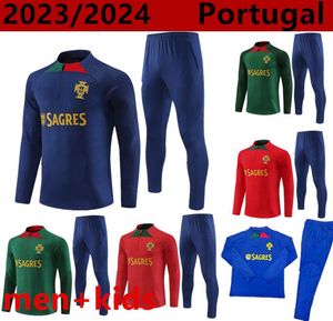 23/24 Portugal Sportswear Manga Comprida JOAO FELIX RUBEN NEVES BRUNO RONALDO FERNANDES Portugieser 23/24 Portugal Sportswear Masculino Conjunto Infantil