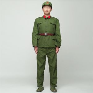 Soldato nordcoreano Uniforme Red guards green performance costume stage film televisione Eight Route Army Outfit Vietnam Military281I