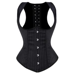 Gilet corsetto sottoseno con scollo all'americana a righe verticali Plus Size S-6XL Moda donna Big Size Vita Cincher Bustier Dimagrante Body Shaper201Z
