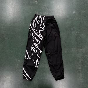 Star Cort Ustic Megashuku Pants Men's Nylon Joggers Shiny Black Grey Green Letter Embroidery Running Sportpants