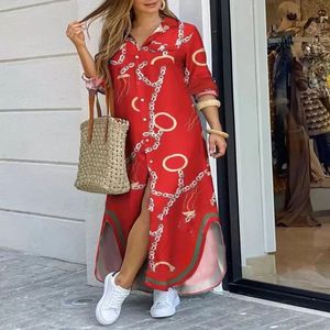 Designer casual wear Elegant shirt floor-length stylish sexy club wear Women's summer beach party Long sleeve casual women's wear