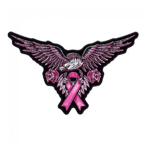 Pink Eagle Breast Cancer Ribbon Patch Awareness Embroidered Iron On Or Sew On Patches 5 25 3 25 INCH 2840