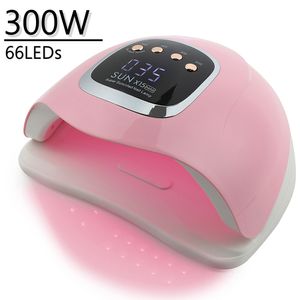 Secadores de unhas 300W lâmpada secadora de unhas profissional para manicure poderosa lâmpada de unhas de gel UV 66 LEDs lâmpada de secagem de esmalte de gel de detecção automática 230701