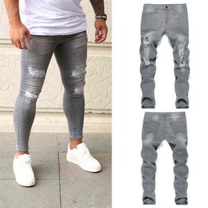 Haftowane dżinsy na pikowane męskie dżinsy Zgrane dżinsowe spodnie dżinsowe Man Elastyczne talia Patchwork Jogging Dżinsowe spodnie H1234V