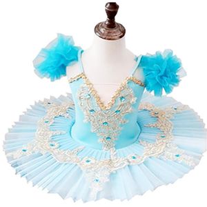 Bühnenkleidung 2021 Songyuexia Kindertanzkleid Mädchen Ballettrock Frauen Schwanensee Blau Rosa Professionelles Tutu216A