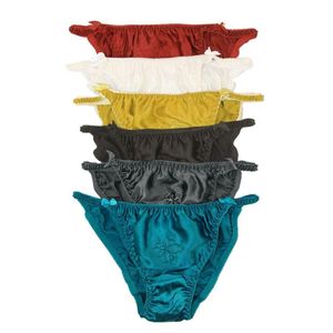 Natural Silk Women's String Bikinis Panties W Cotton Crotch Economic Pack of 6 US S M L XL XXL270x