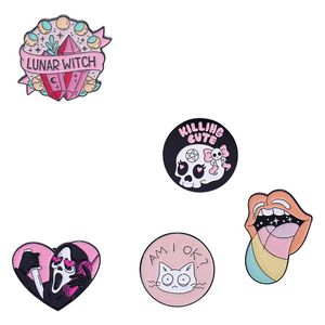 Brooches Pins for Women Fashion Funny Badge Animal Cartoon Cat Moon for Dress Cloths Bags Decor Cute Enamel Metal Jewelry Wholesale