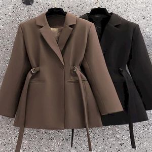 Women Coats Fashion Chic Slim midja Kvinnor Solid Blazer Elegant Office Wear Single Button Female Suit Jacket 2023 Spring Blazer WOM258O