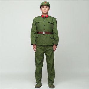North Korean Soldier Uniform Red guards green performance costume stage film television Eight Route Army Outfit Vietnam Military307z