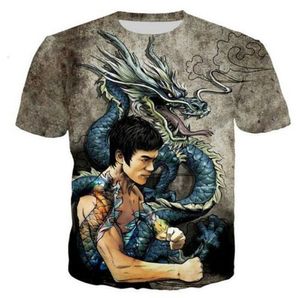 Hip Hop Sportwear Punk Casual Autumn Men Cool Drukuj Awatar Bruce Lee 3D T-Shirt002