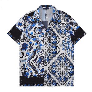 2023 Mens Designer Luxury Dress Shirts Silk Shirt lyxkläder Kort ärmbrev Clowers Print Casual Summer Collar Mix Colors Storlek M-3XL