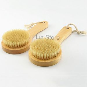 Dry Skin Body Brush With Short Wooden Handle Boar Bristles Shower Scrubber Exfoliating Cleaning Brushes Natural Bathing Brush TH0864