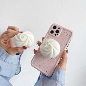 Cartoon Cute Steamed Bun Elastic Pinch Holder Korea Grip Tok Support For IPhone Xiaomi Universal GripTok Cell Phone Accessories L230619