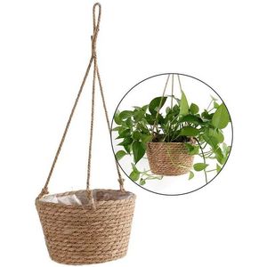 Planters Pots Straw Flower Planter Wall Rattam Basket Garden Vine Pot Plants Holder Storage Basket Home Decorative R230614