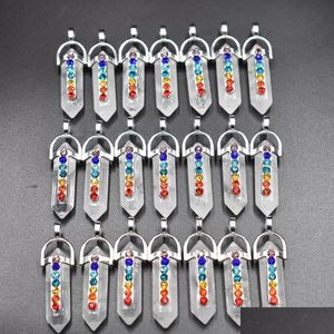 Charms Natural Stone 7 Chakra Strass White Crystal Pendant For Diy Jewelry Making Colar Accessories Drop Delivery Findings Com Dhnz7