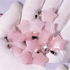 Encantos de cristal natural opala rosa quartzo olho de tigre pedra em forma de estrela pingente para brinco diy colar joias fazendo entrega direta f dhuqk