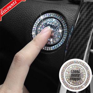 Yeni 2pcs/Set Araba Başlangıç ​​Anahtarı Düğmesi Otomatik Dekoratif Elmas Çıkartmalar Rhinestone Ring Circle Trims Koruyucu Kapak Araç Aksesuarları